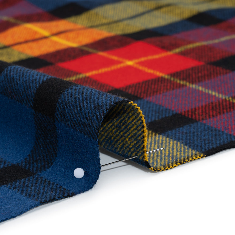 Yarn-Dyed Cotton Twill Flannel - Yellow, Red and Blue Plaid - Deadstock Yarn-Dyed Cotton Twill Flannel - Yellow, Red and Blue Plaid - Deadstock