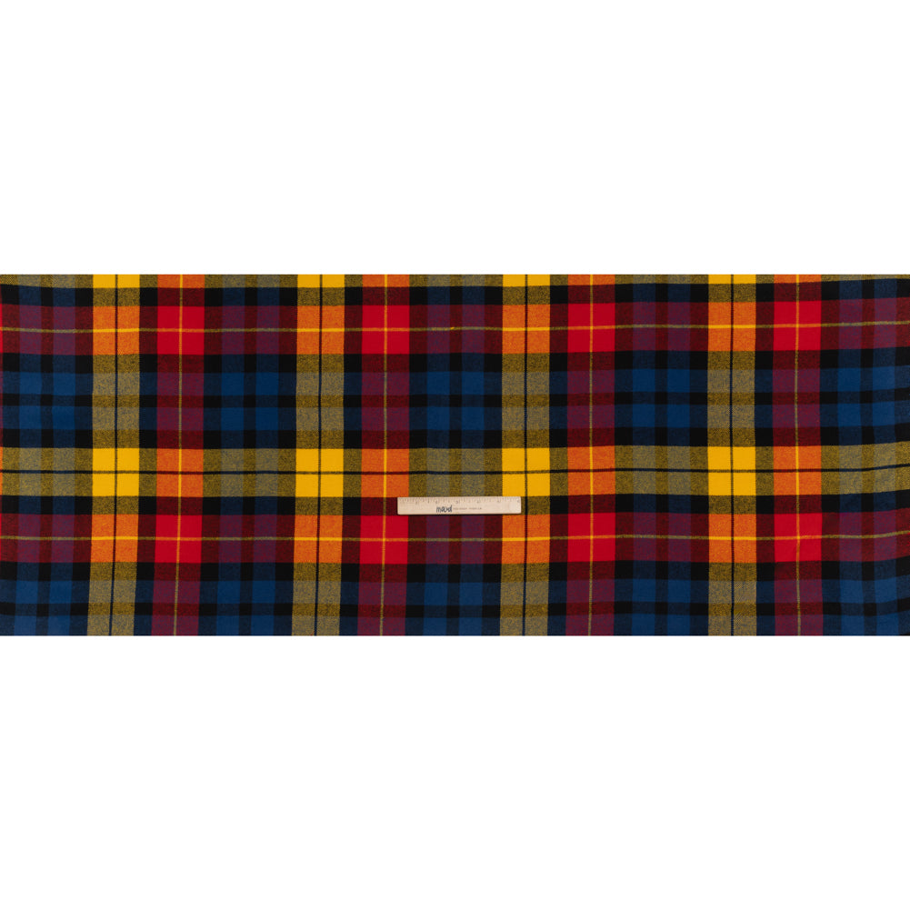 Yarn-Dyed Cotton Twill Flannel - Yellow, Red and Blue Plaid - Deadstock Yarn-Dyed Cotton Twill Flannel - Yellow, Red and Blue Plaid - Deadstock