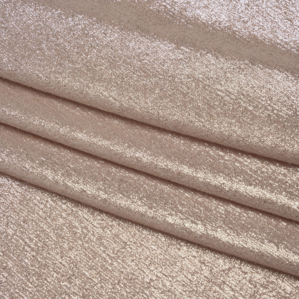 Metallic Foiled Uneven Stretch Rib Knit - Silver on Peach - Estelle Collection Metallic Foiled Uneven Stretch Rib Knit - Silver on Peach - Estelle Collection