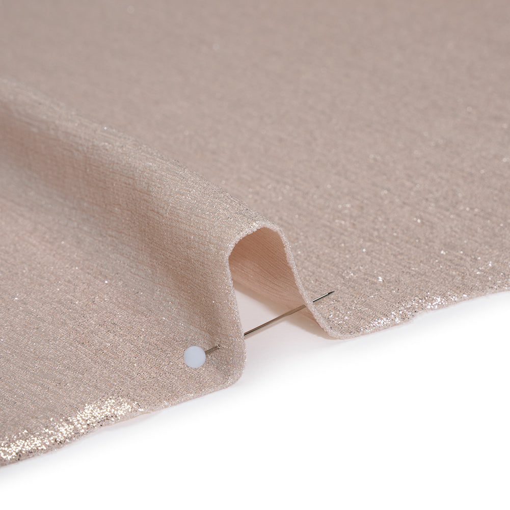 Metallic Foiled Uneven Stretch Rib Knit - Silver on Peach - Estelle Collection Metallic Foiled Uneven Stretch Rib Knit - Silver on Peach - Estelle Collection