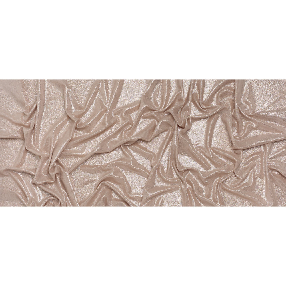 Metallic Foiled Uneven Stretch Rib Knit - Silver on Peach - Estelle Collection Metallic Foiled Uneven Stretch Rib Knit - Silver on Peach - Estelle Collection