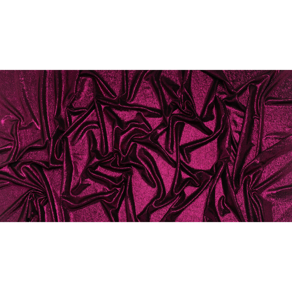Metallic Foiled Uneven Stretch Rib Knit - Fuchsia on Black - Estelle Collection Full Metallic Foiled Uneven Stretch Rib Knit - Fuchsia on Black - Estelle Collection Full