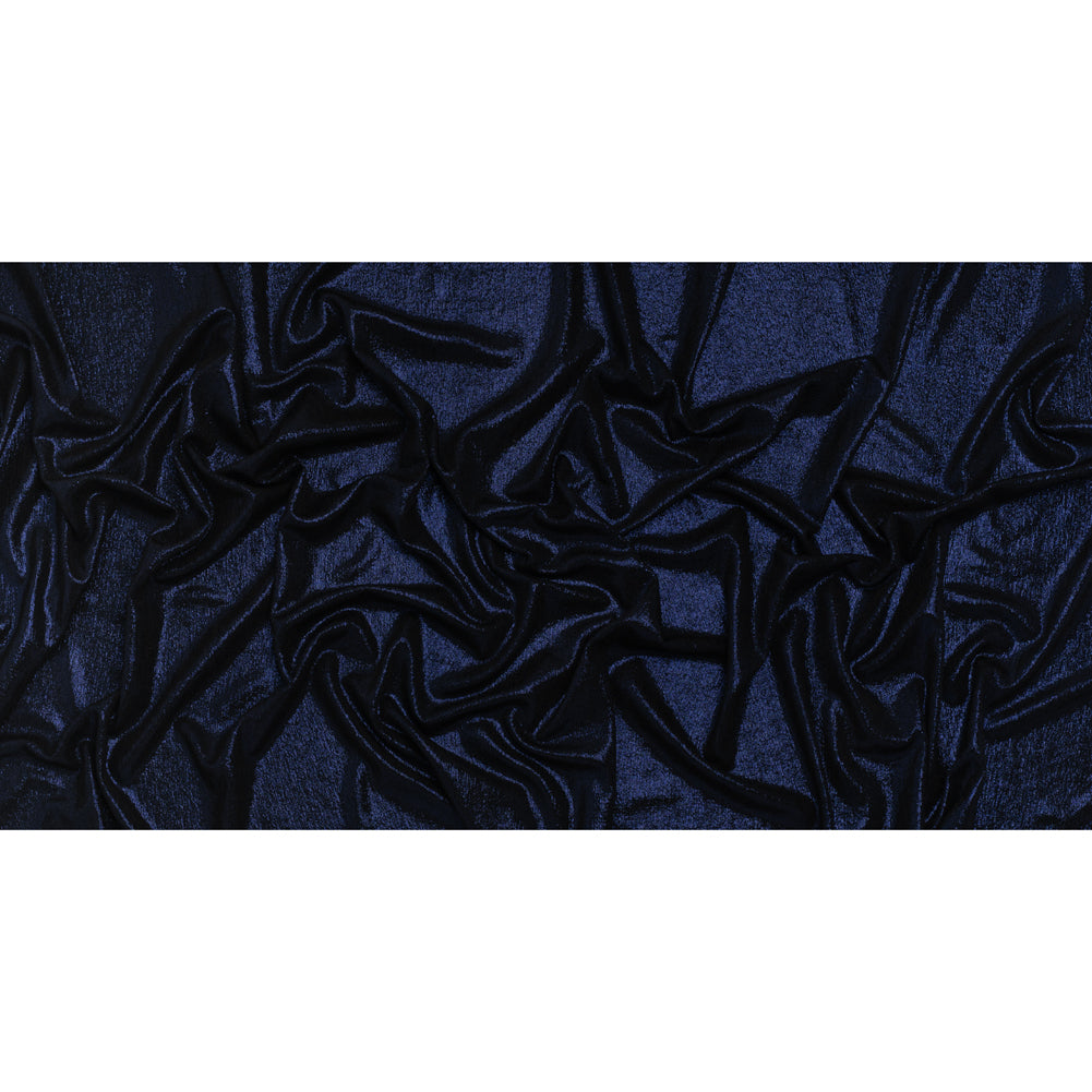 Metallic Foiled Uneven Stretch Rib Knit - Royal Blue on Black - Estelle Collection - Full Metallic Foiled Uneven Stretch Rib Knit - Royal Blue on Black - Estelle Collection - Full