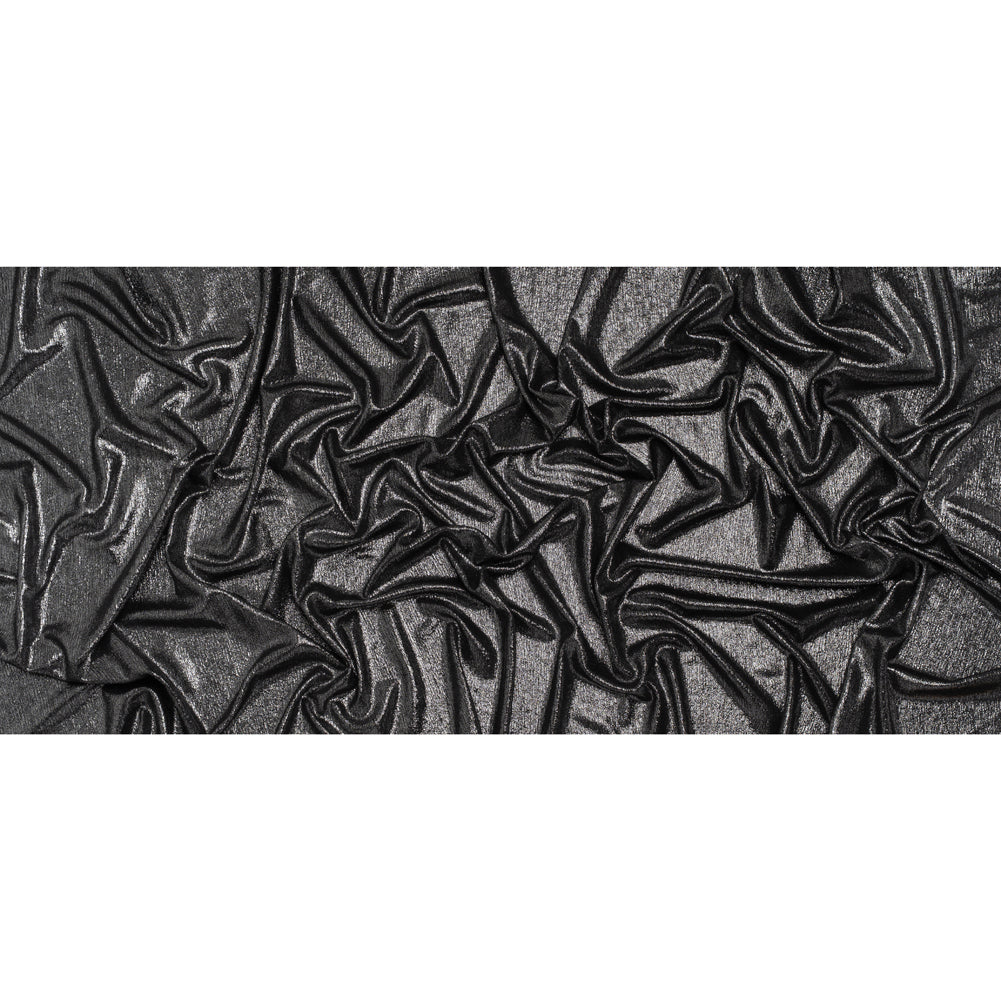 Metallic Foiled Uneven Stretch Rib Knit - Silver on Black - Estelle Collection Full Metallic Foiled Uneven Stretch Rib Knit - Silver on Black - Estelle Collection Full