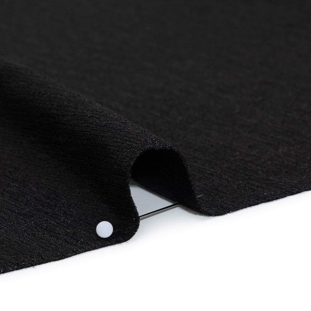Metallic Foiled Uneven Stretch Rib Knit - Black on Black - Estelle Collection Detail Metallic Foiled Uneven Stretch Rib Knit - Black on Black - Estelle Collection Detail