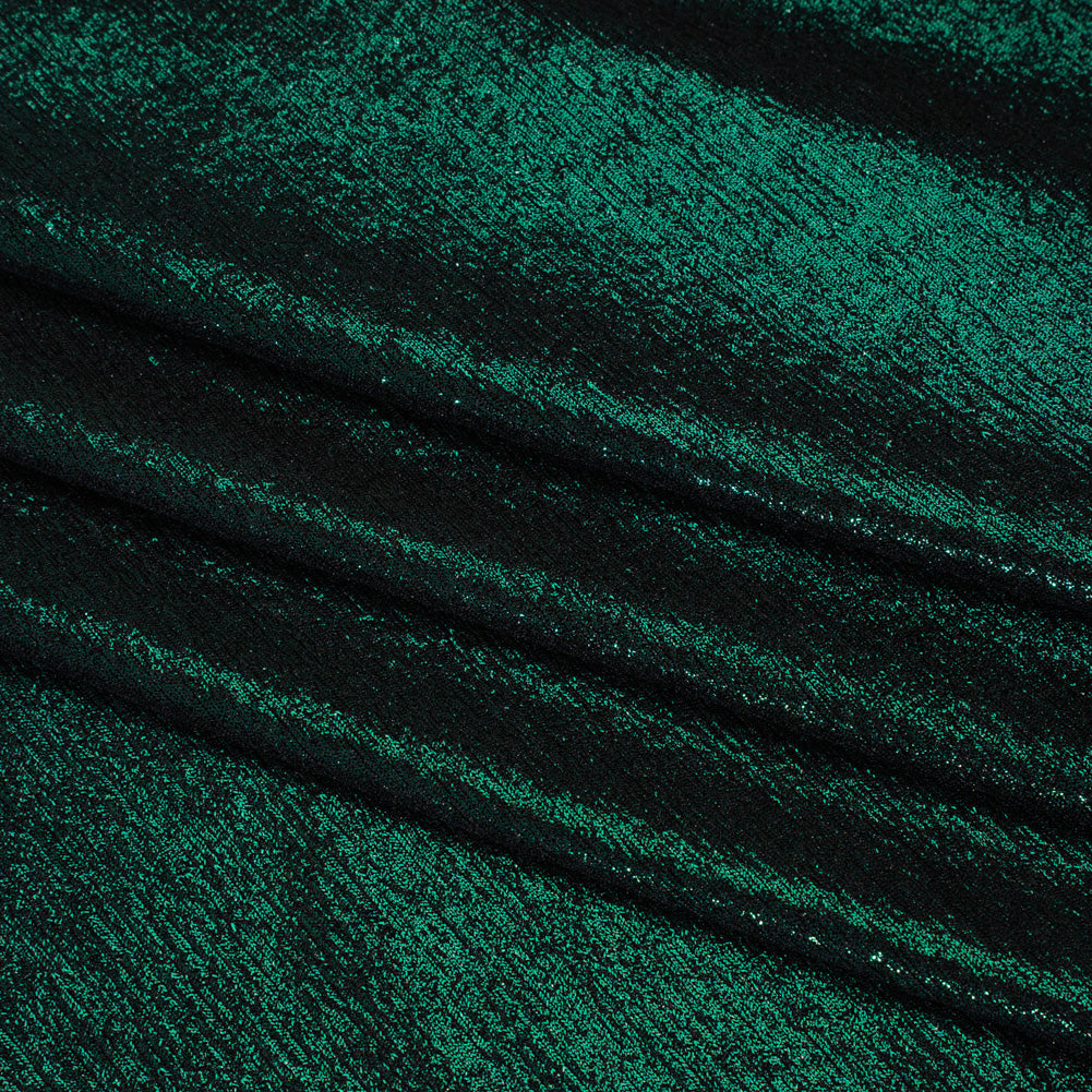 Metallic Foiled Uneven Stretch Rib Knit - Teal on Black - Estelle Collection Metallic Foiled Uneven Stretch Rib Knit - Teal on Black - Estelle Collection