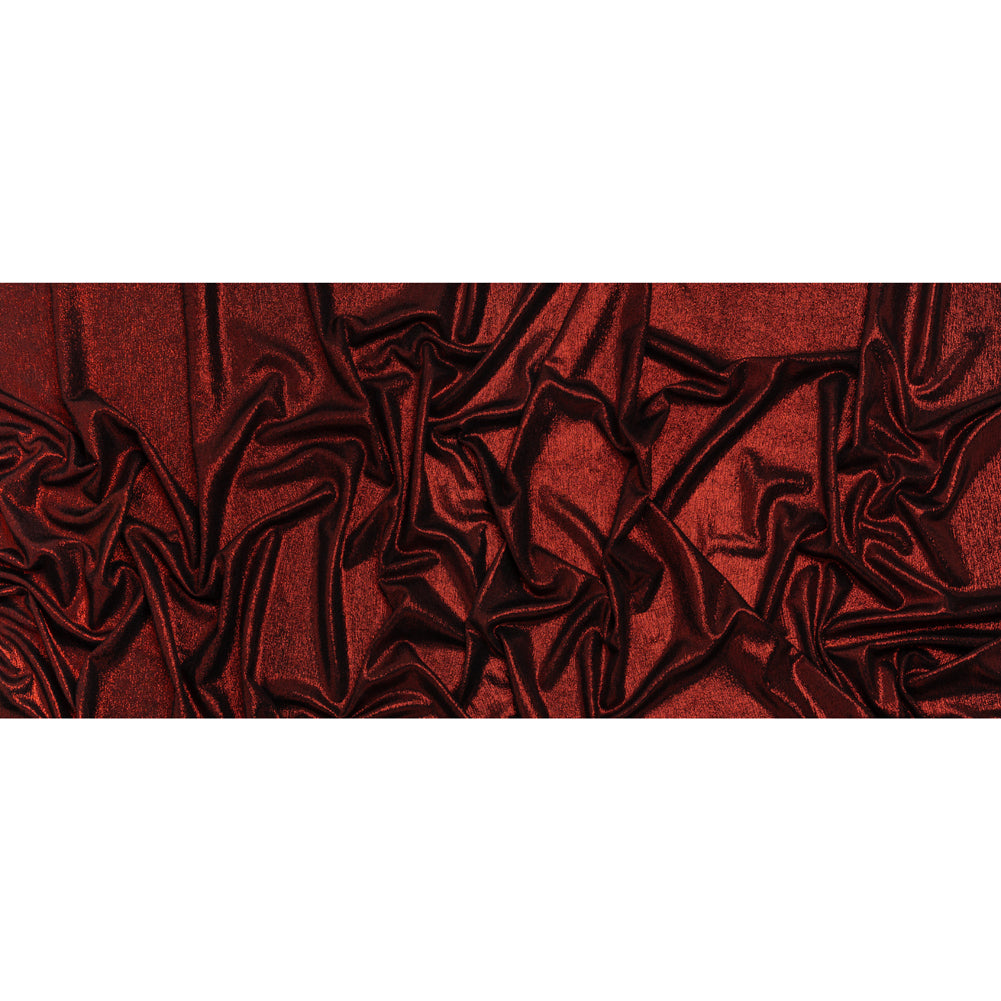 Metallic Foiled Uneven Stretch Rib Knit - Red on Black - Estelle Collection Metallic Foiled Uneven Stretch Rib Knit - Red on Black - Estelle Collection