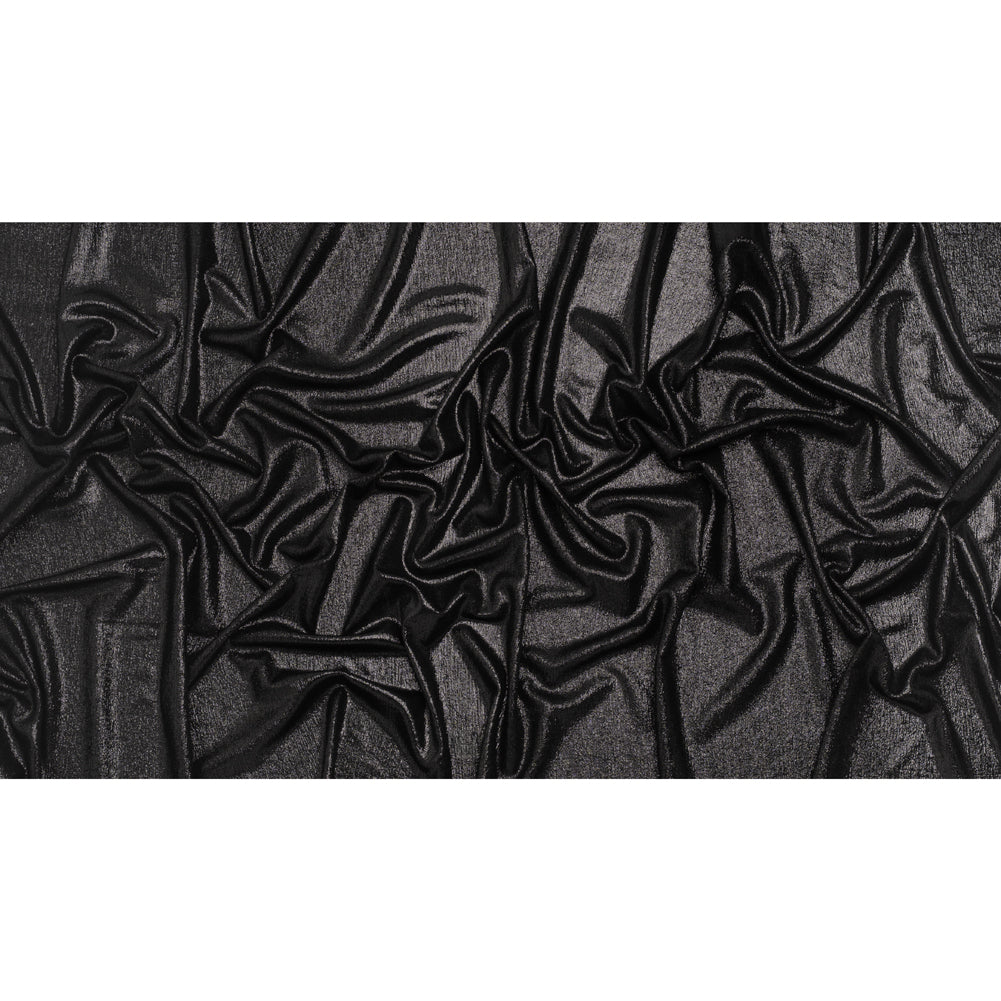 Metallic Foiled Uneven Stretch Rib Knit - Charcoal on Black - Estelle Collection - Full Metallic Foiled Uneven Stretch Rib Knit - Charcoal on Black - Estelle Collection - Full