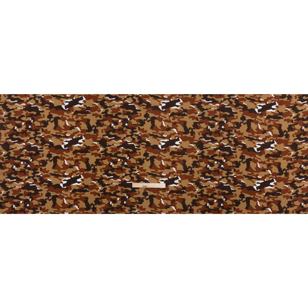 Medium Weight Linen Woven Print - Brown, Russet and Tan Camouflage - Full Medium Weight Linen Woven Print - Brown, Russet and Tan Camouflage - Full