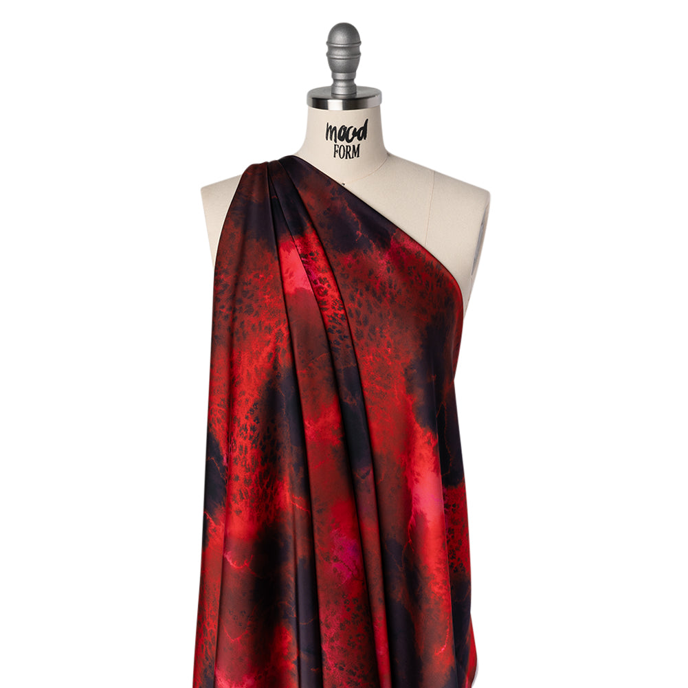 Polyester Satin - Red, Pink and Black Spotted Abstract - Mood Exclusive Nebula Storm Print Drape Polyester Satin - Red, Pink and Black Spotted Abstract - Mood Exclusive Nebula Storm Print Drape