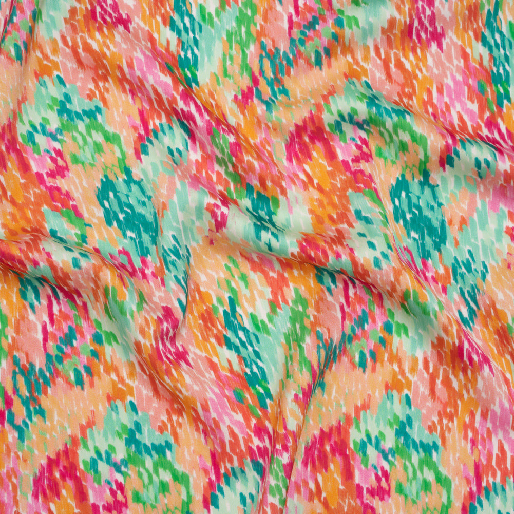 Polyester Satin - Pink, Creamsicle Orange and Green Abstract Spots - Mood Exclusive Painter’s Confetti Print Polyester Satin - Pink, Creamsicle Orange and Green Abstract Spots - Mood Exclusive Painter’s Confetti Print