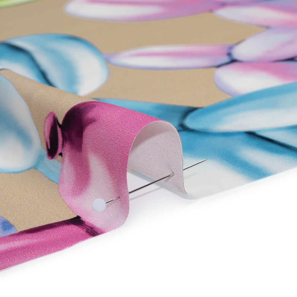 Polyester Satin - Pink, Blue and Beige Large Balloon Dogs - Mood Exclusive Puff Pups Print Polyester Satin - Pink, Blue and Beige Large Balloon Dogs - Mood Exclusive Puff Pups Print