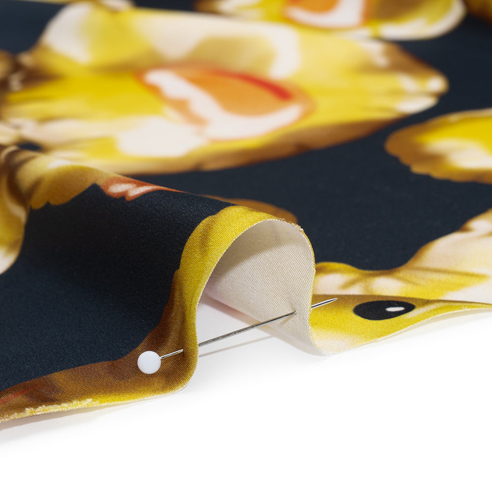 Polyester Satin - Yellow and Navy Large Rubber Ducky Balloons - Mood Exclusive Puffed Pond Print Detail Polyester Satin - Yellow and Navy Large Rubber Ducky Balloons - Mood Exclusive Puffed Pond Print Detail