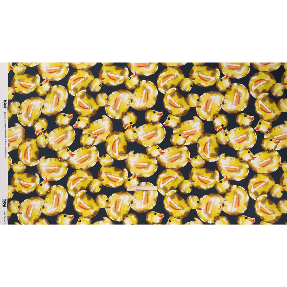 Polyester Satin - Yellow and Navy Large Rubber Ducky Balloons - Mood Exclusive Puffed Pond Print Full Polyester Satin - Yellow and Navy Large Rubber Ducky Balloons - Mood Exclusive Puffed Pond Print Full