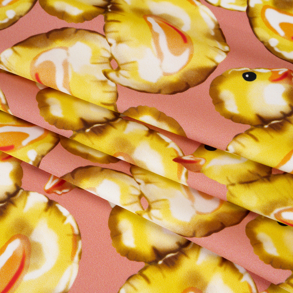 Polyester Satin - Yellow and Rose Pink Small Rubber Ducky Balloons - Mood Exclusive Puffed Pond Print Folded Polyester Satin - Yellow and Rose Pink Small Rubber Ducky Balloons - Mood Exclusive Puffed Pond Print Folded