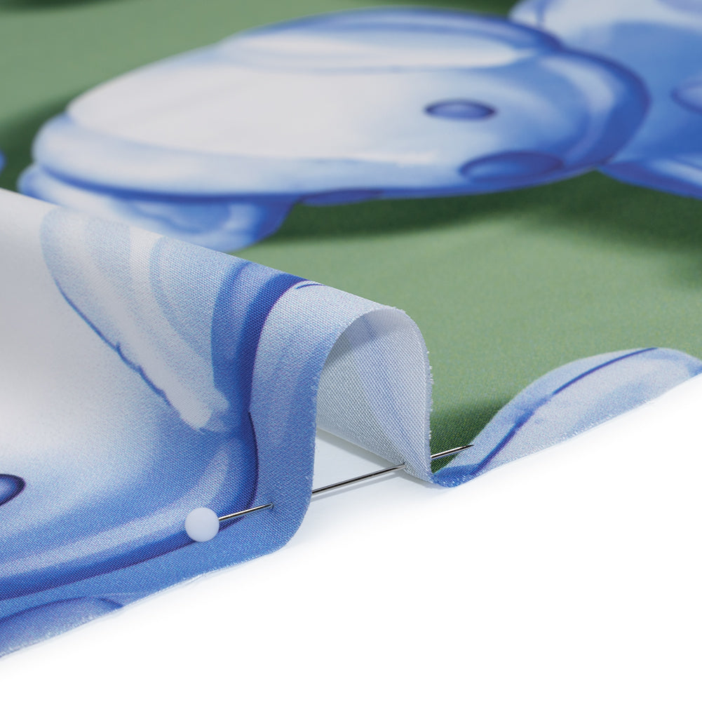 Polyester Satin - Blue and Green Inflatable Dogs - Mood Exclusive Pup Pop Print - Detail Polyester Satin - Blue and Green Inflatable Dogs - Mood Exclusive Pup Pop Print - Detail