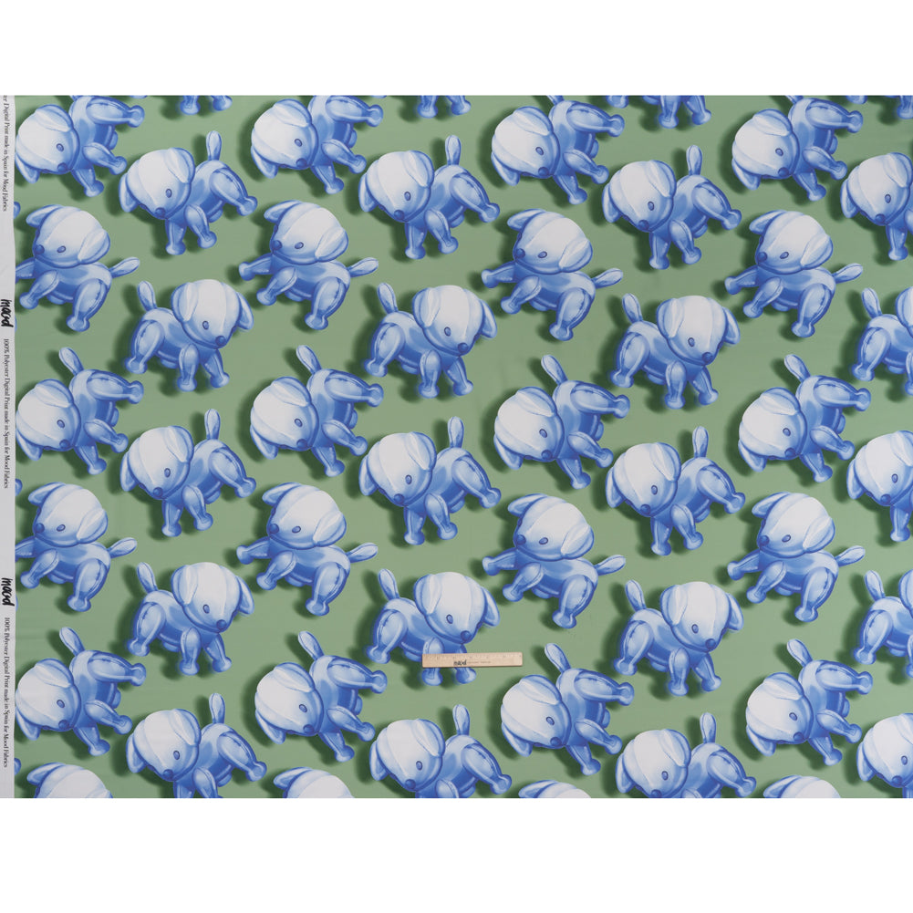 Polyester Satin - Blue and Green Inflatable Dogs - Mood Exclusive Pup Pop Print - Full Polyester Satin - Blue and Green Inflatable Dogs - Mood Exclusive Pup Pop Print - Full