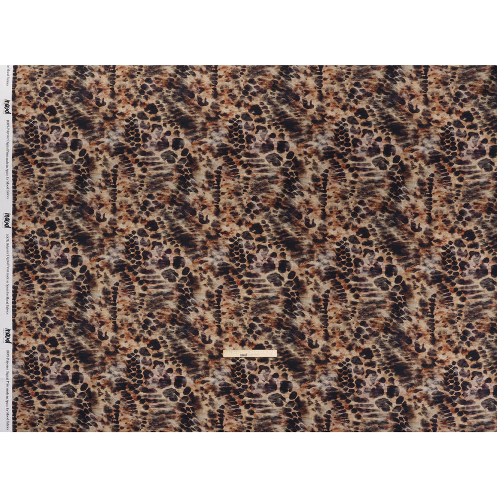 Polyester Satin - Black, Russet and Beige Abstract Animal-Like Spots - Mood Exclusive Savanna Blur Print - Full Polyester Satin - Black, Russet and Beige Abstract Animal-Like Spots - Mood Exclusive Savanna Blur Print - Full