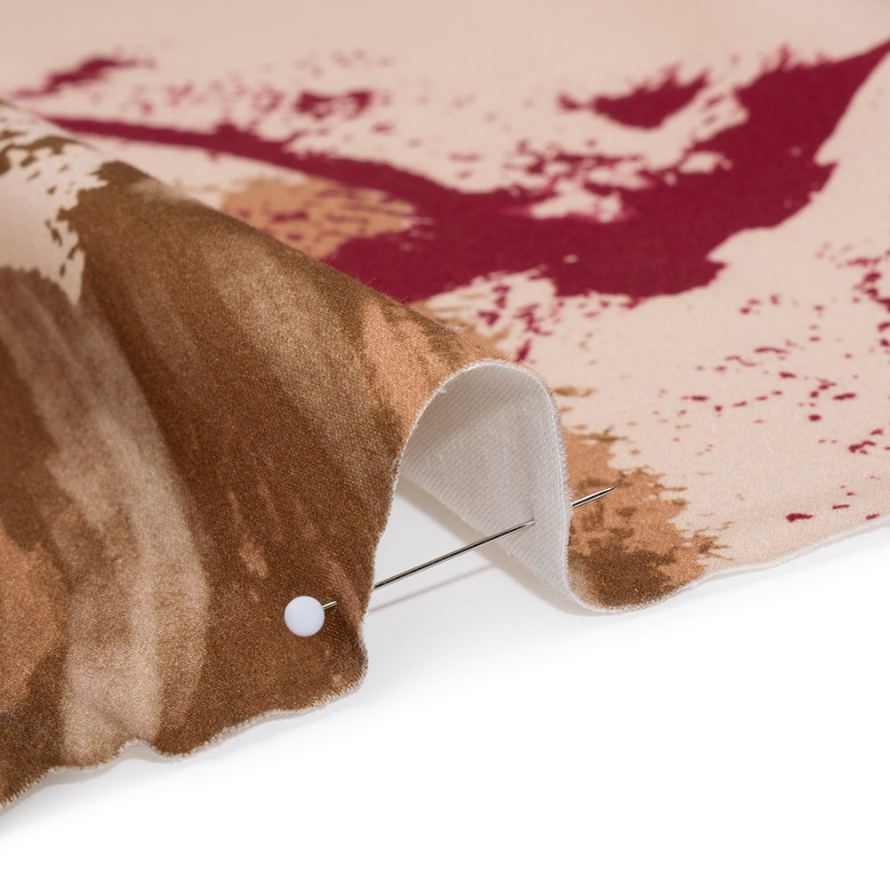 Brushed Cotton Woven - Peachy Beige, Brown and Raspberry Pink Abstract Painting - Mood Exclusive Dust & Drizzle Print - Detail Brushed Cotton Woven - Peachy Beige, Brown and Raspberry Pink Abstract Painting - Mood Exclusive Dust & Drizzle Print - Detail