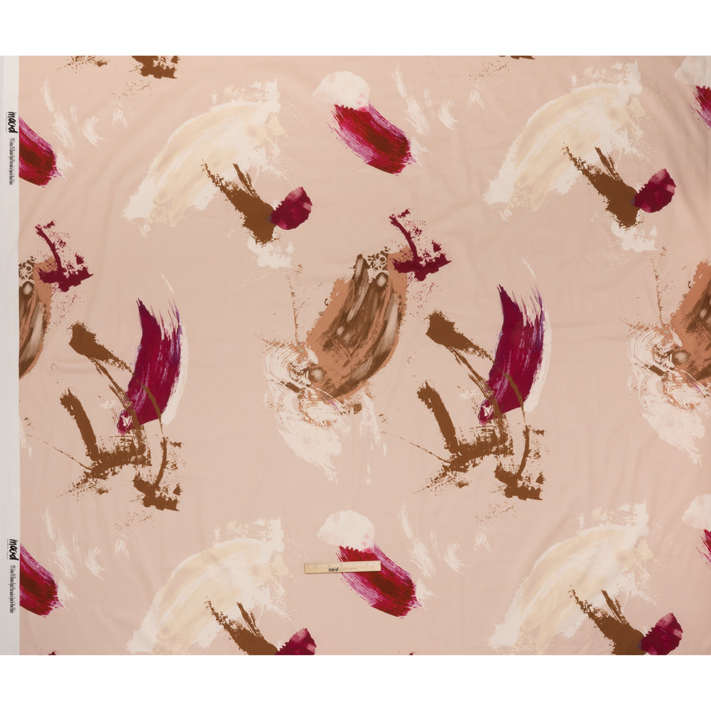 Brushed Cotton Woven - Peachy Beige, Brown and Raspberry Pink Abstract Painting - Mood Exclusive Dust & Drizzle Print - Full Brushed Cotton Woven - Peachy Beige, Brown and Raspberry Pink Abstract Painting - Mood Exclusive Dust & Drizzle Print - Full