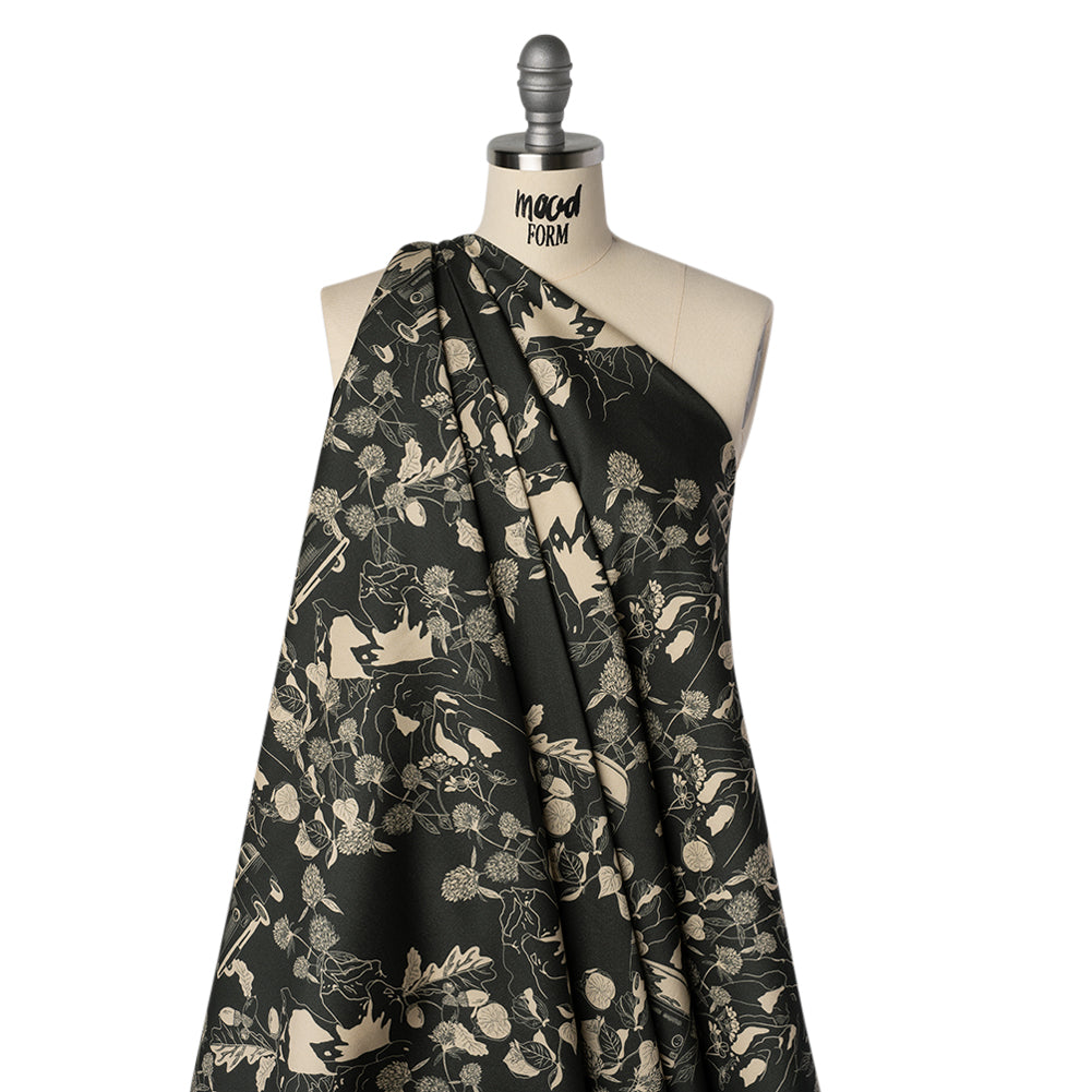 Brushed Cotton Woven - Charcoal and Beige Van in Nature - Mood Exclusive Scenic Route Print Drape Brushed Cotton Woven - Charcoal and Beige Van in Nature - Mood Exclusive Scenic Route Print Drape