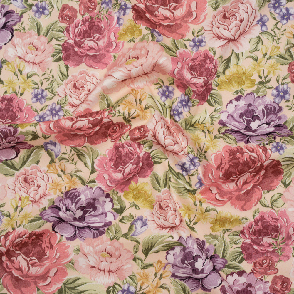 Brushed Cotton Woven - Pale Pink, Purple and Rose Red Blooming Flowers - Mood Exclusive Tender Bloom Print Brushed Cotton Woven - Pale Pink, Purple and Rose Red Blooming Flowers - Mood Exclusive Tender Bloom Print