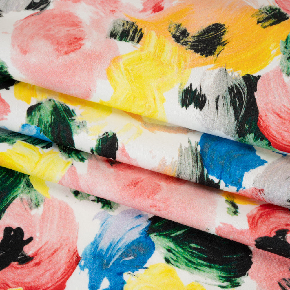 Brushed Cotton Woven - Red, Yellow and Blue Painted Roses - Mood Exclusive Palette of Petals Print Folded Brushed Cotton Woven - Red, Yellow and Blue Painted Roses - Mood Exclusive Palette of Petals Print Folded