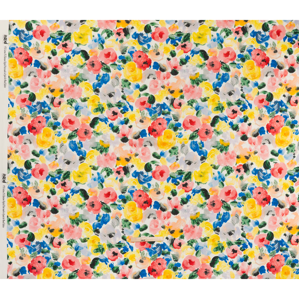 Brushed Cotton Woven - Red, Yellow and Blue Painted Roses - Mood Exclusive Palette of Petals Print Full Brushed Cotton Woven - Red, Yellow and Blue Painted Roses - Mood Exclusive Palette of Petals Print Full