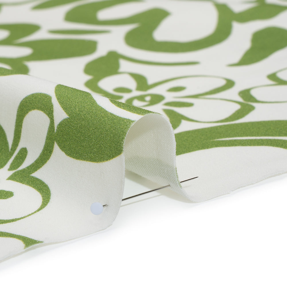 Brushed Cotton Woven - Green and Off White Flower Doodles - Mood Exclusive Sweet Scribbles Print Detail Brushed Cotton Woven - Green and Off White Flower Doodles - Mood Exclusive Sweet Scribbles Print Detail