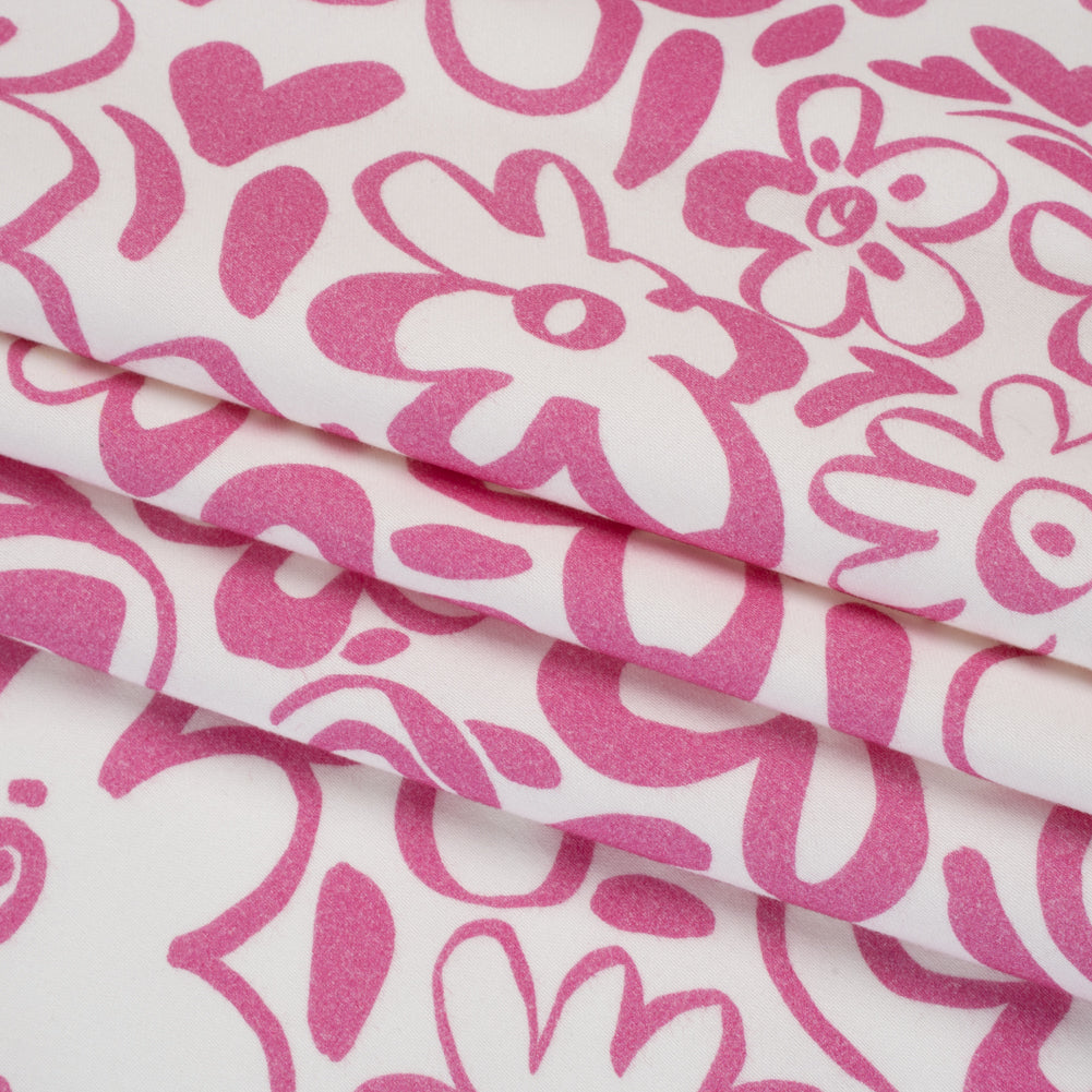 Brushed Cotton Woven - Pink and Off White Flower Doodles - Mood Exclusive Sweet Scribbles Print Folded Brushed Cotton Woven - Pink and Off White Flower Doodles - Mood Exclusive Sweet Scribbles Print Folded
