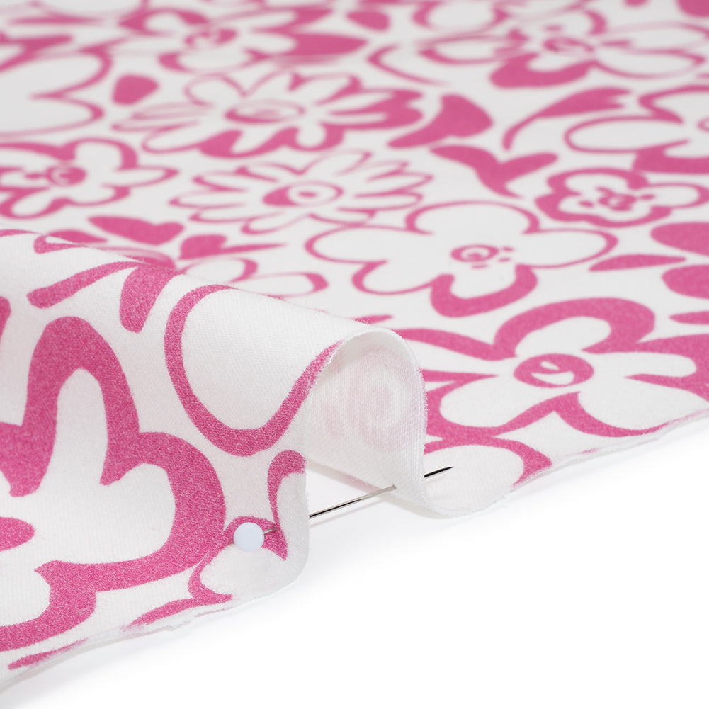 Brushed Cotton Woven - Pink and Off White Flower Doodles - Mood Exclusive Sweet Scribbles Print Detail Brushed Cotton Woven - Pink and Off White Flower Doodles - Mood Exclusive Sweet Scribbles Print Detail