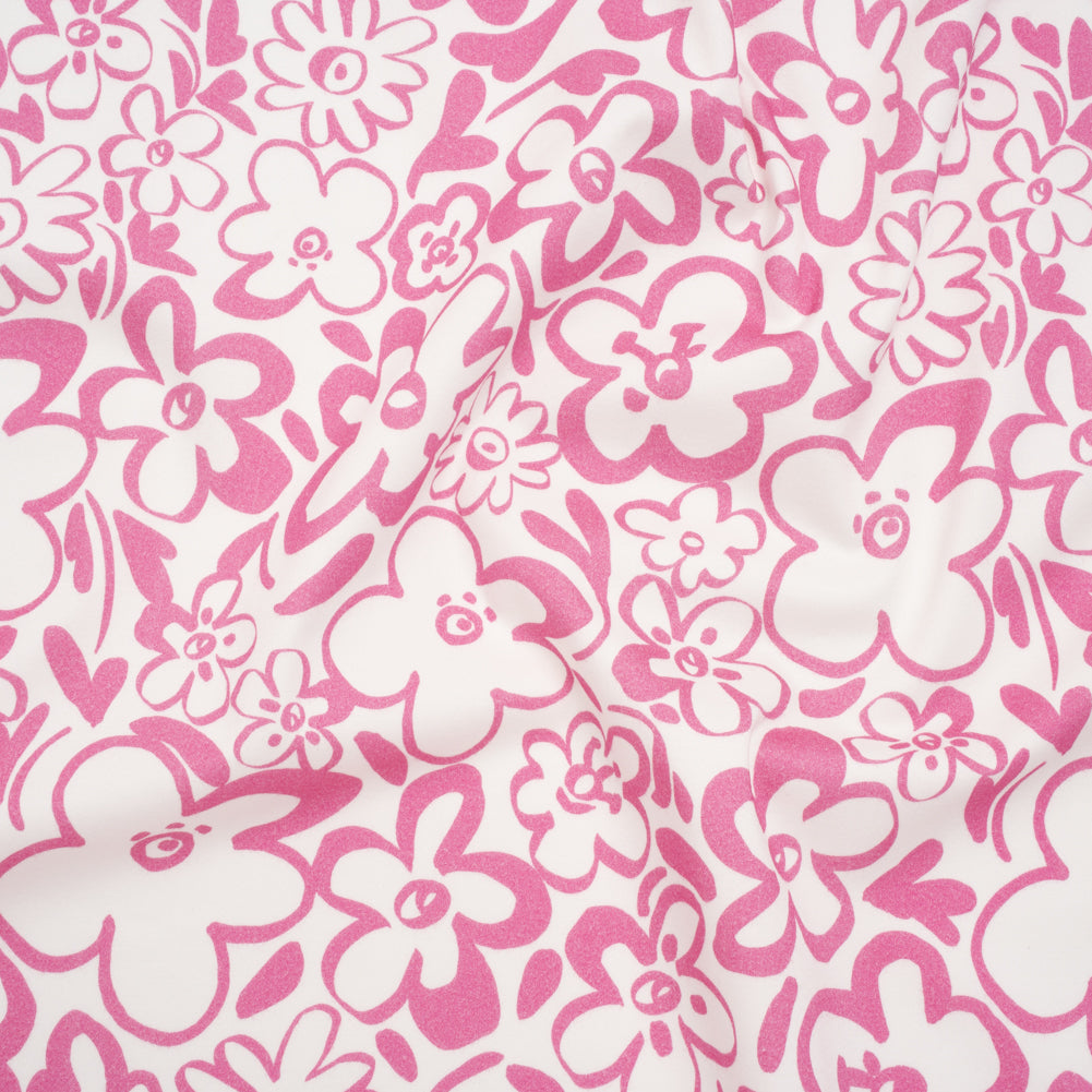 Brushed Cotton Woven - Pink and Off White Flower Doodles - Mood Exclusive Sweet Scribbles Print Brushed Cotton Woven - Pink and Off White Flower Doodles - Mood Exclusive Sweet Scribbles Print