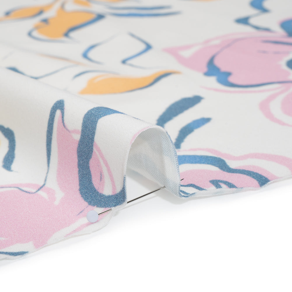 Brushed Cotton Woven - Baby Pink, Light Blue and Creamsicle Ink Brush Flowers - Mood Exclusive Pastel Botanica Print Brushed Cotton Woven - Baby Pink, Light Blue and Creamsicle Ink Brush Flowers - Mood Exclusive Pastel Botanica Print