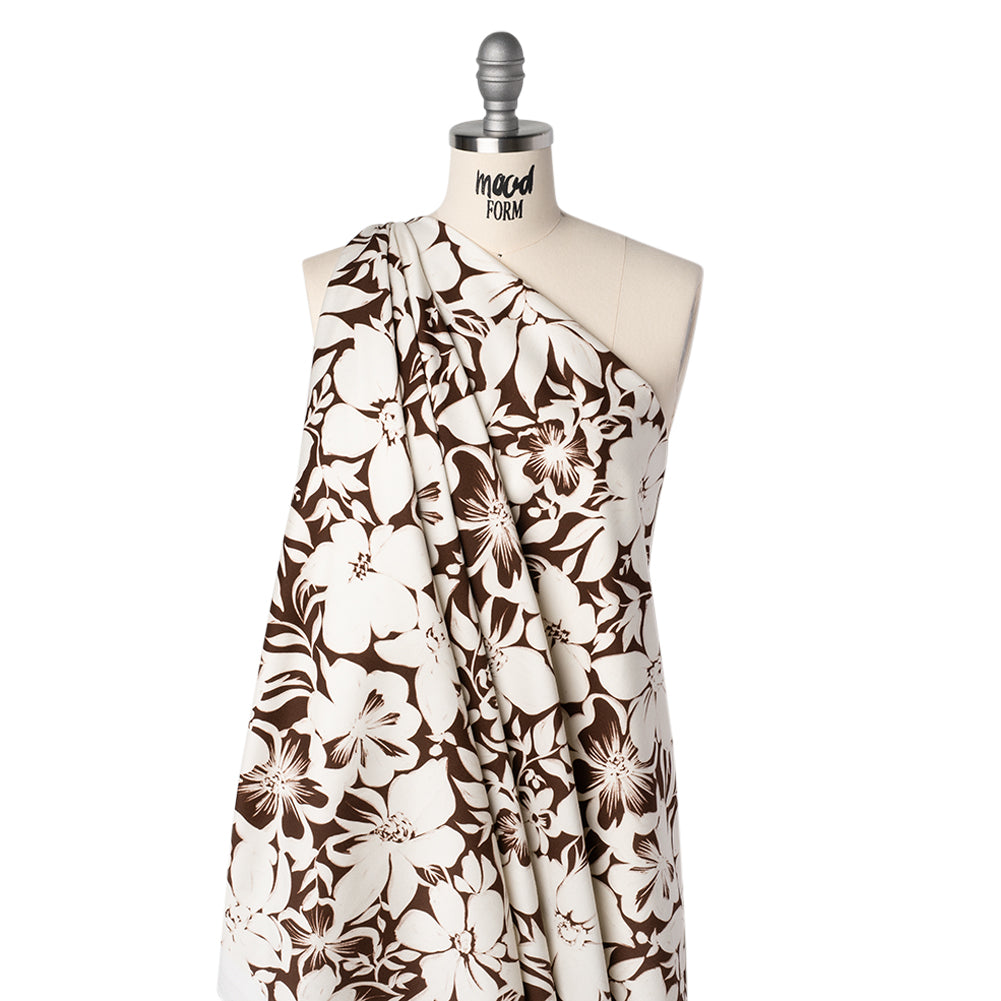 Brushed Cotton Woven - Brown and Ivory Floral - Mood Exclusive Whitewash Bloom Print Drape Brushed Cotton Woven - Brown and Ivory Floral - Mood Exclusive Whitewash Bloom Print Drape