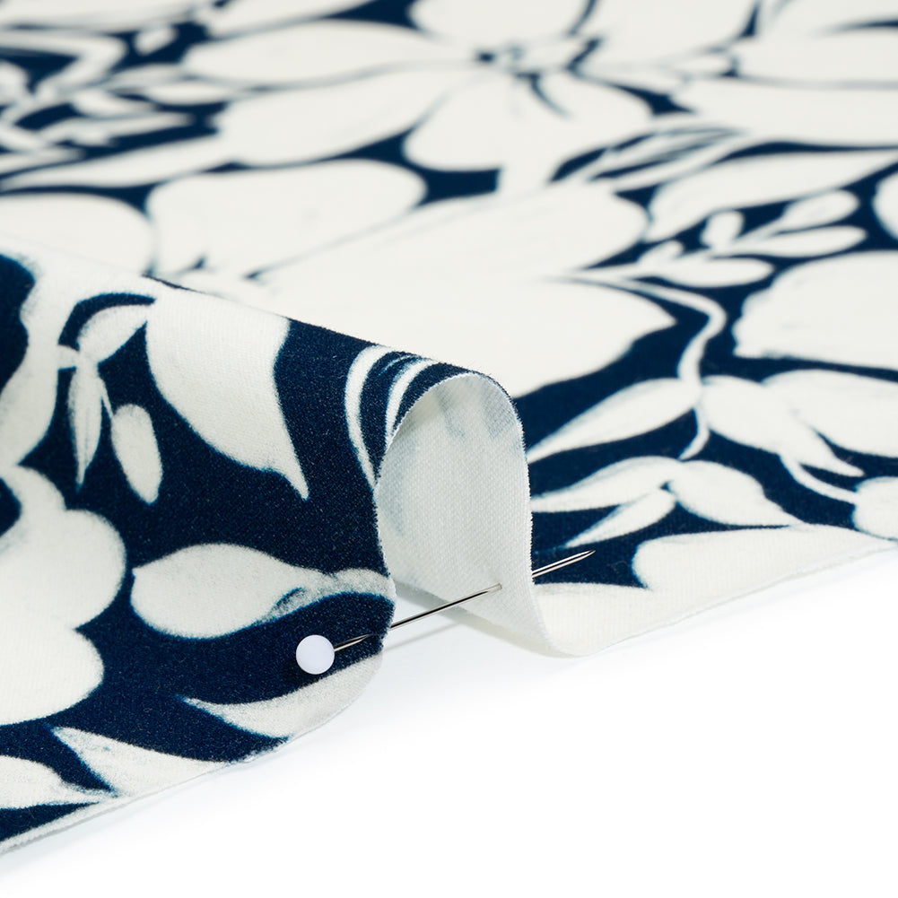 Brushed Cotton Woven - Navy and Ivory Floral - Mood Exclusive Whitewash Bloom Print Detail Brushed Cotton Woven - Navy and Ivory Floral - Mood Exclusive Whitewash Bloom Print Detail