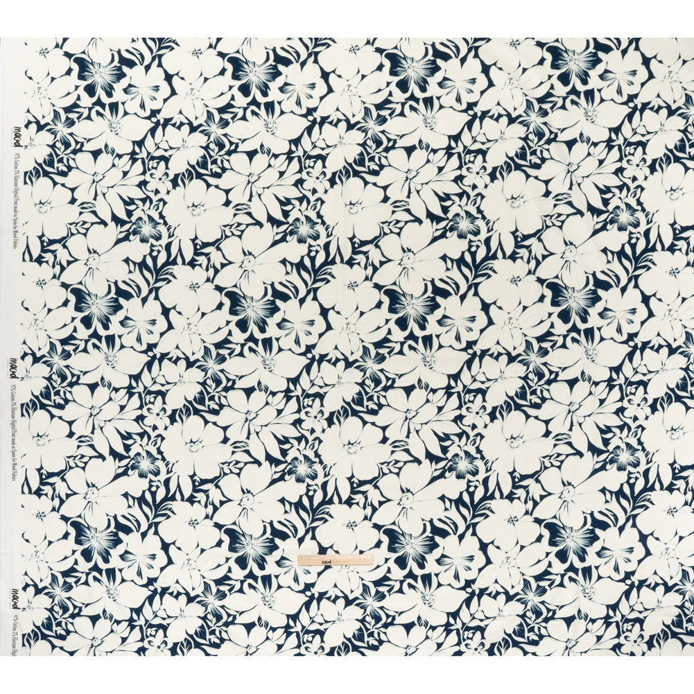 Brushed Cotton Woven - Navy and Ivory Floral - Mood Exclusive Whitewash Bloom Print Full Brushed Cotton Woven - Navy and Ivory Floral - Mood Exclusive Whitewash Bloom Print Full