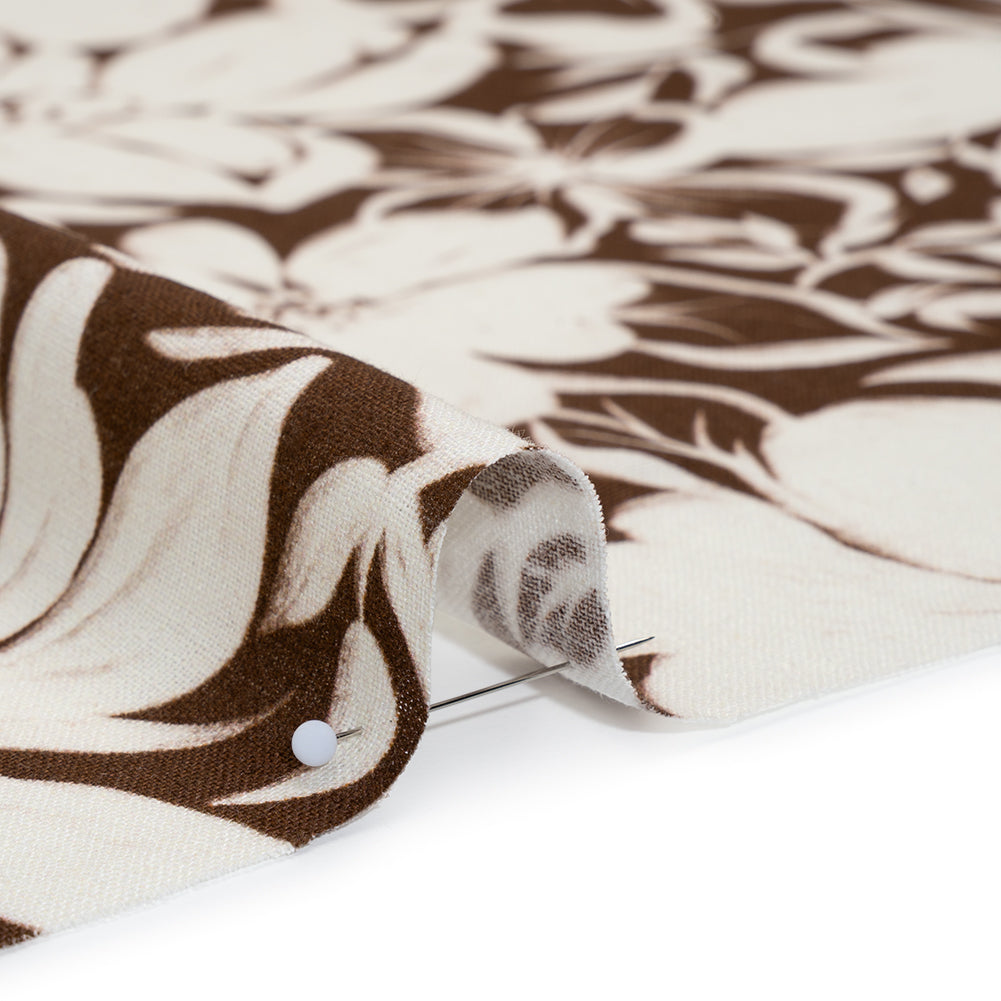 Linen and Rayon Woven - Brown and Ivory Floral - Mood Exclusive Sepia Bloom Print Linen and Rayon Woven - Brown and Ivory Floral - Mood Exclusive Sepia Bloom Print