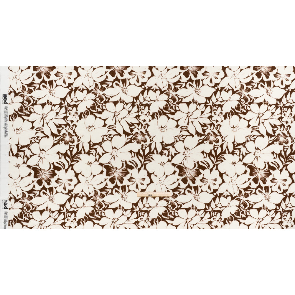 Linen and Rayon Woven - Brown and Ivory Floral - Mood Exclusive Sepia Bloom Print Linen and Rayon Woven - Brown and Ivory Floral - Mood Exclusive Sepia Bloom Print