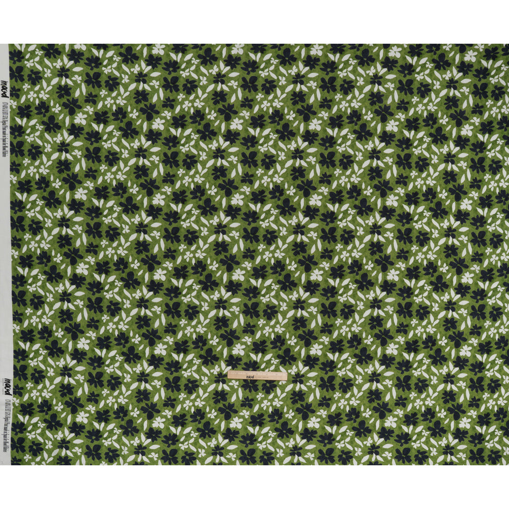 Linen and Rayon Woven - Green, Navy and White Scattered Flowers and Petals - Mood Exclusive Pick-a-Petal Print Linen and Rayon Woven - Green, Navy and White Scattered Flowers and Petals - Mood Exclusive Pick-a-Petal Print