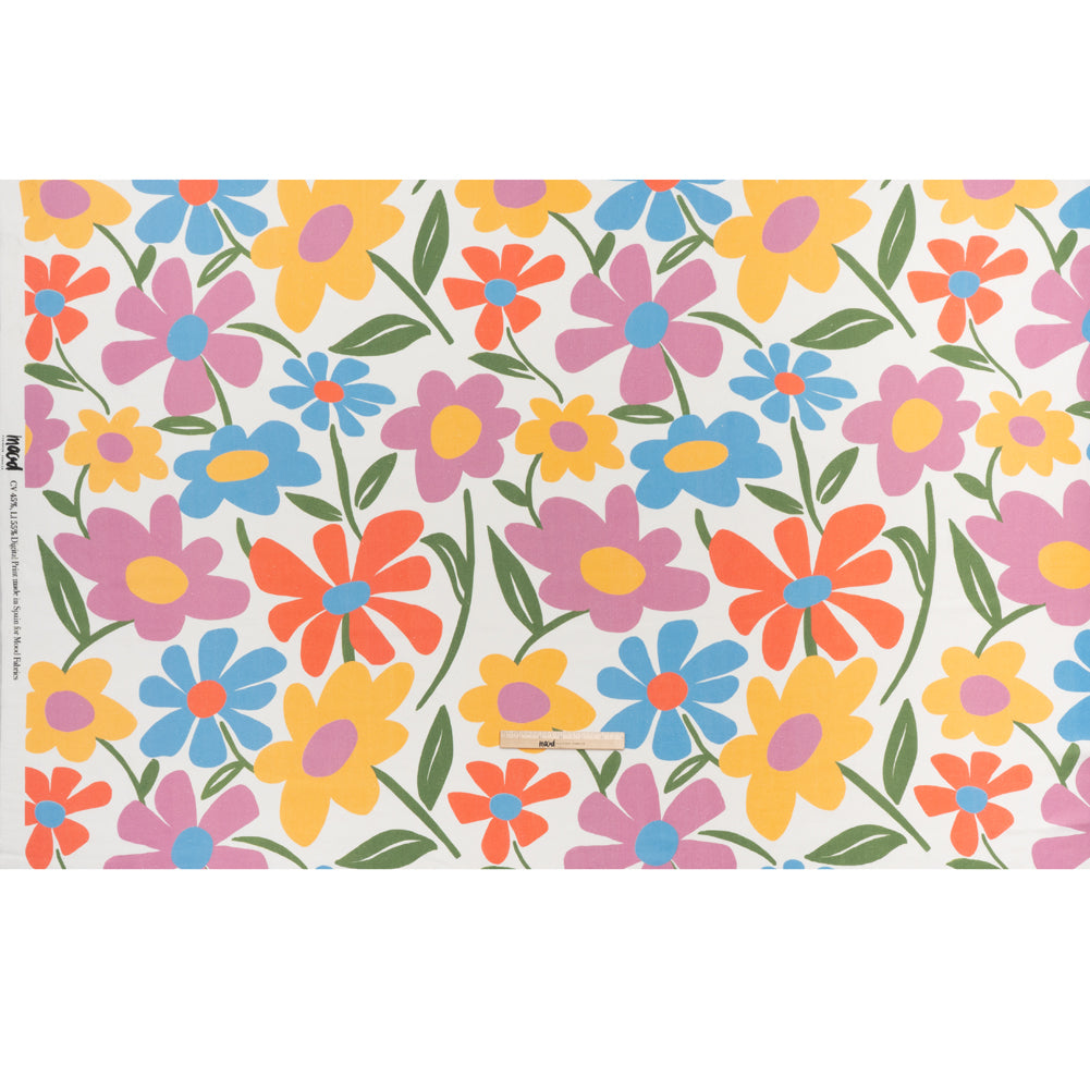 Linen and Rayon Woven - Golden Yellow, Rose Pink and Sky Blue Simple Flowers - Mood Exclusive Simple Stems Print Linen and Rayon Woven - Golden Yellow, Rose Pink and Sky Blue Simple Flowers - Mood Exclusive Simple Stems Print