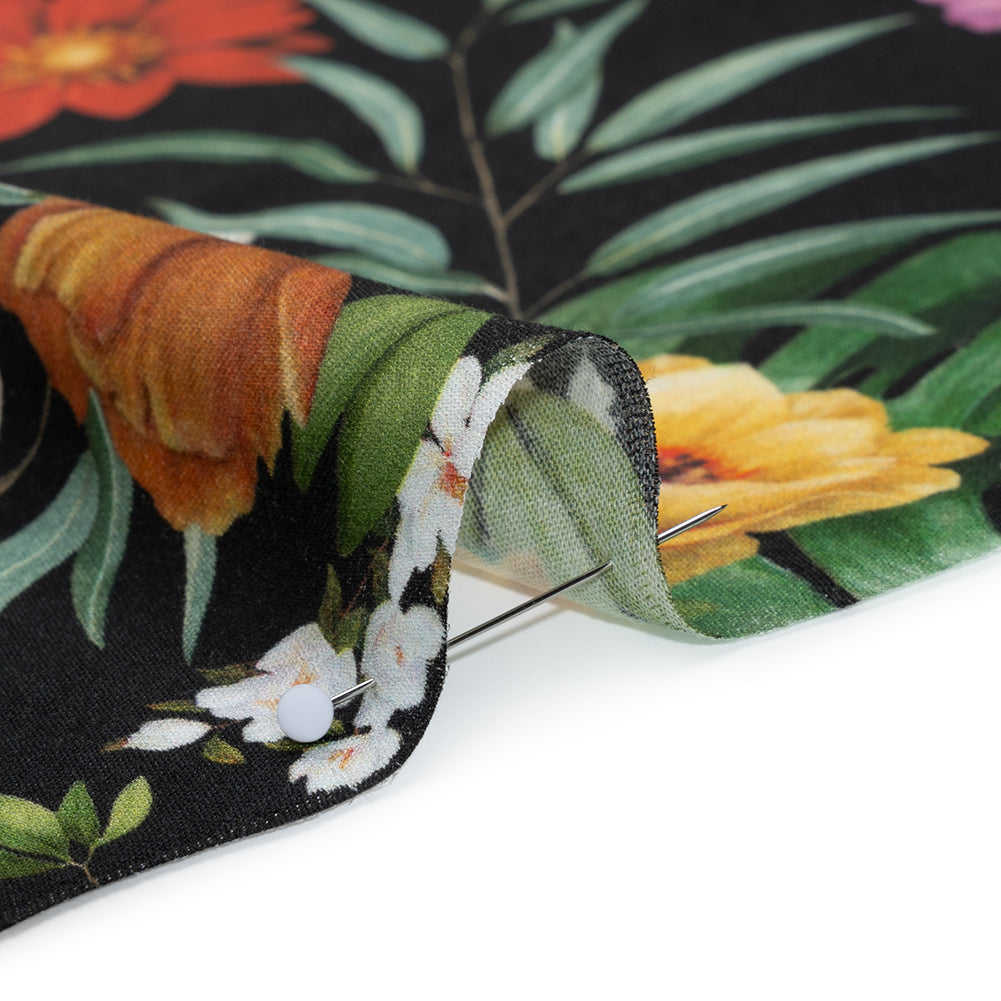 Rayon Challis - Red, Yellow and Green Tropical Flowers - Mood Exclusive Island Bloom Print Detail Rayon Challis - Red, Yellow and Green Tropical Flowers - Mood Exclusive Island Bloom Print Detail