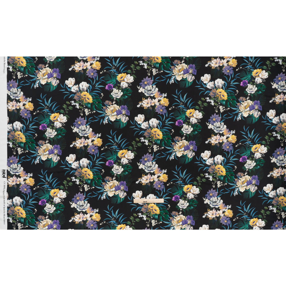 Rayon Challis - Blue, Purple and Yellow Tropical Flowers - Mood Exclusive Island Bloom Print Full Rayon Challis - Blue, Purple and Yellow Tropical Flowers - Mood Exclusive Island Bloom Print Full