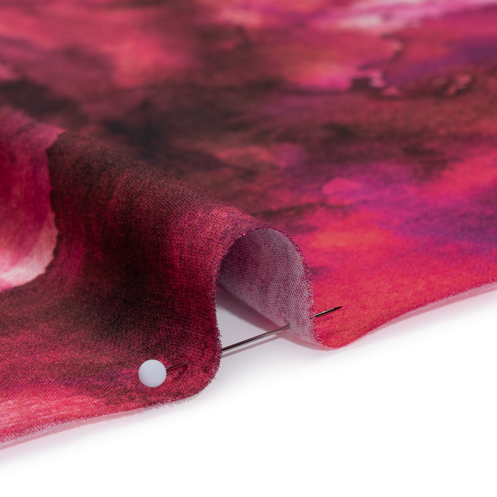 Rayon Challis - Hot Pink, Purple and Charcoal Abstract Tie Dye - Mood Exclusive Pigment Pulse Print Detail Rayon Challis - Hot Pink, Purple and Charcoal Abstract Tie Dye - Mood Exclusive Pigment Pulse Print Detail