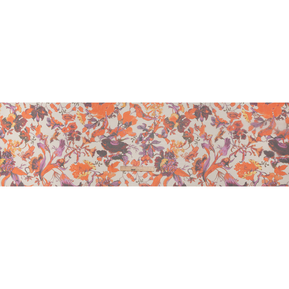 Lightweight Silk Organza Print Made in Italy - Orange, Purple and Burgundy Lilies and Flowers Lightweight Silk Organza Print Made in Italy - Orange, Purple and Burgundy Lilies and Flowers