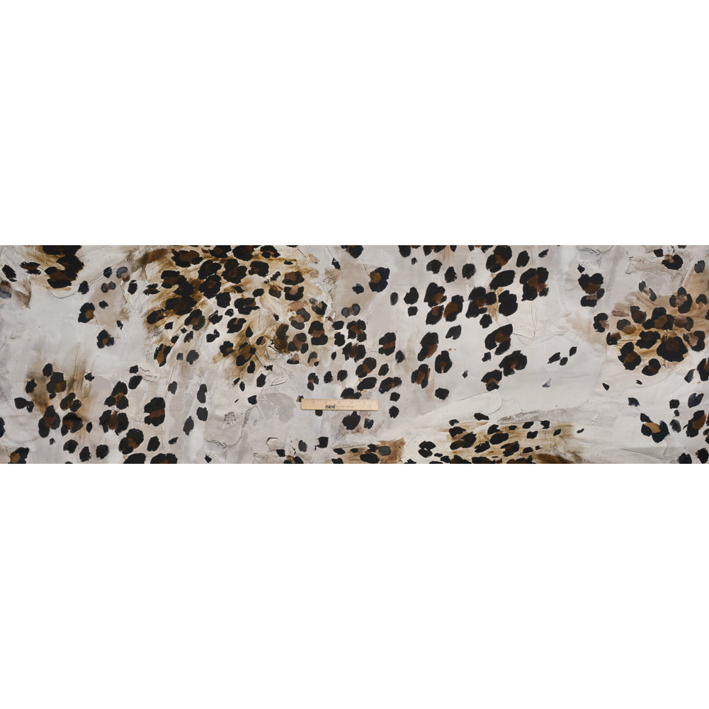 Silk Satin Print Made in Italy - Brown, Beige and Gray Painted Animal Spots - Deadstock Silk Satin Print Made in Italy - Brown, Beige and Gray Painted Animal Spots - Deadstock