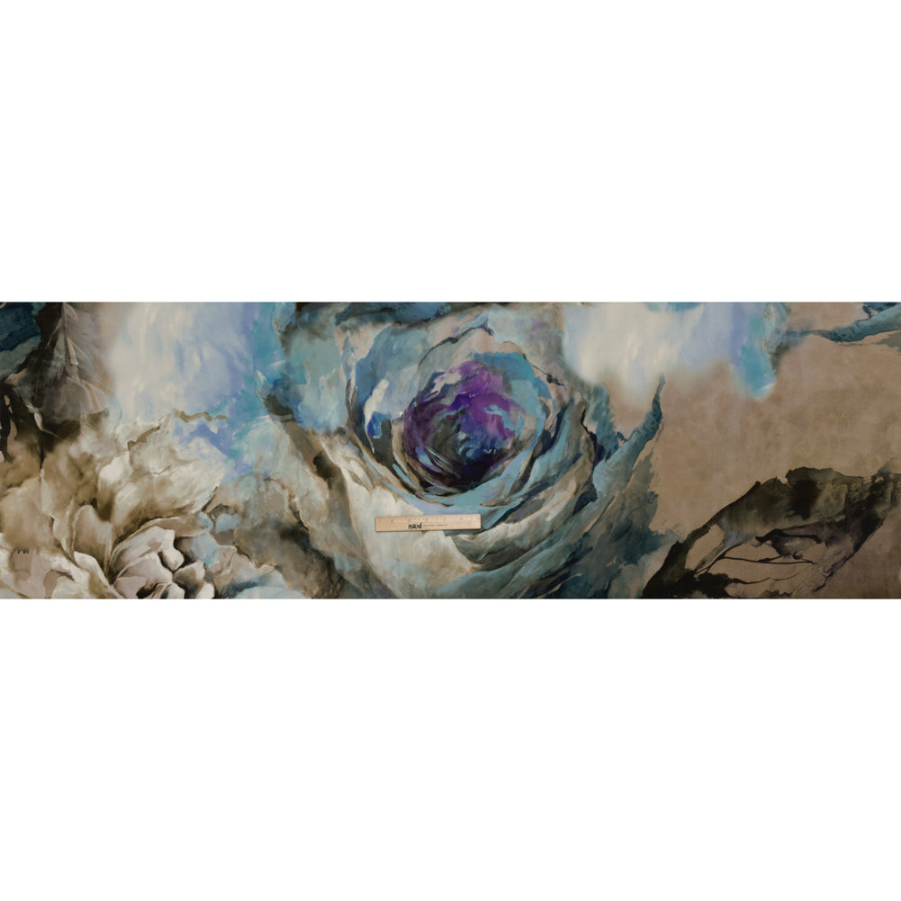 Silk Crepe Print Made in Italy - Blue, Purple and Brown Painterly Florals - Deadstock - Full - Image 5 of 5 Silk Crepe Print Made in Italy - Blue, Purple and Brown Painterly Florals - Deadstock - Full - Image 5 of 5