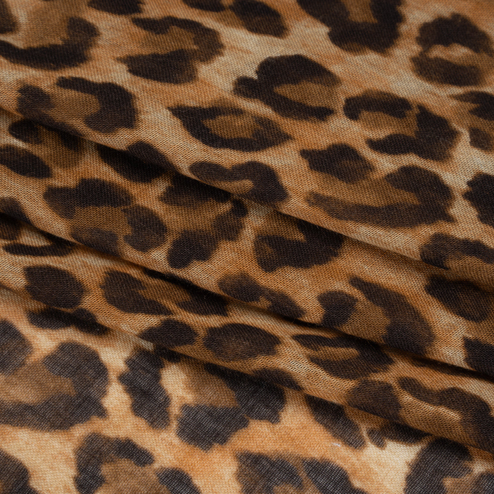 Cotton Voile Print Made in Italy - Tan and Brown Cheetah Spots - Deadstock Cotton Voile Print Made in Italy - Tan and Brown Cheetah Spots - Deadstock