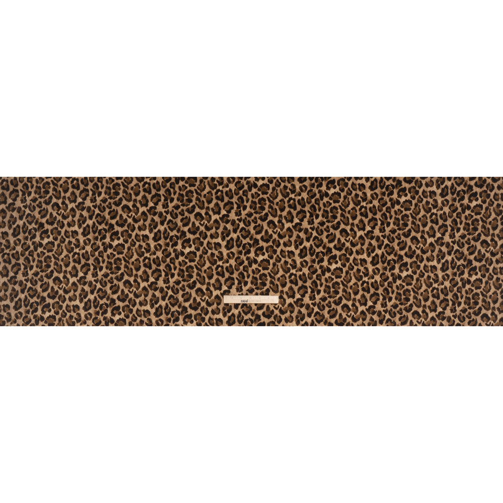 Stretch Cotton Velveteen Print Made in Italy - Tan, Brown and Black Cheetah Spots - Deadstock Stretch Cotton Velveteen Print Made in Italy - Tan, Brown and Black Cheetah Spots - Deadstock
