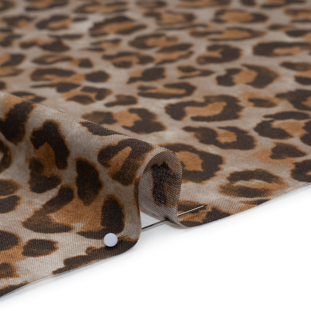 Rayon Woven Print Made in Italy - Greige, Tan and Dark Brown Cheetah Spots - Deadstock - Detail Rayon Woven Print Made in Italy - Greige, Tan and Dark Brown Cheetah Spots - Deadstock - Detail