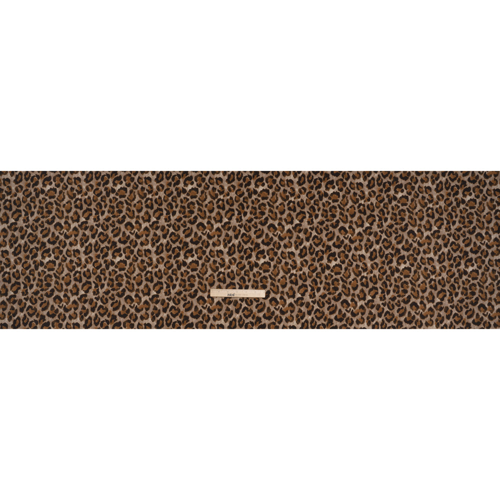Stretch Brushed Cotton Twill Print Made in Italy - Greige, Tan and Dark Brown Cheetah Spots - Deadstock Stretch Brushed Cotton Twill Print Made in Italy - Greige, Tan and Dark Brown Cheetah Spots - Deadstock
